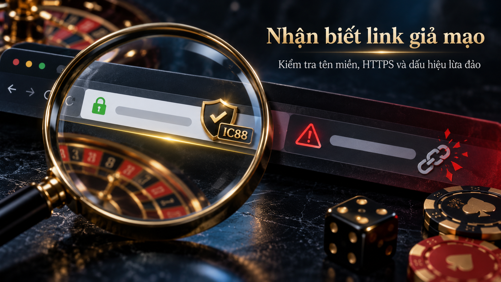 Nhận biết link IC88 giả mạo - kiểm tra tên miền và HTTPS